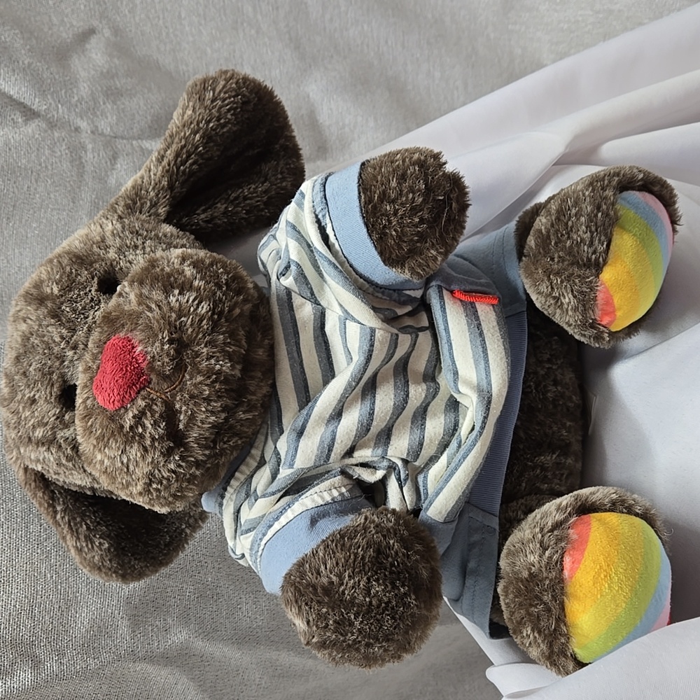 Pet, Doggy, V-neck Tee, Cadet Blue, White, Striped, Sz Med, Reddy Good Condition